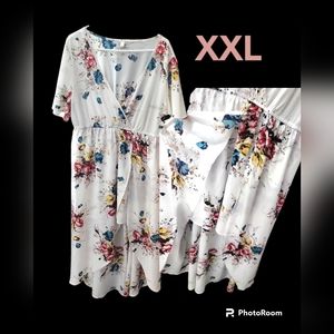 Floral high low wrap dress XXL